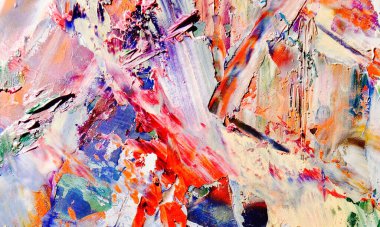 Renkli soyut resim arkaplanı. Modern motif görsel sanat. Yağ renkli yoğun bir karışım. Moda el boyama bezi. Moda poster kağıdı için tuval üzerindeki fırça darbelerini boya