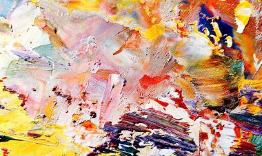 Renkli soyut resim arkaplanı. Modern motif görsel sanat. Yağ renkli yoğun bir karışım. Moda el boyama bezi. Moda poster kağıdı için tuval üzerindeki fırça darbelerini boya
