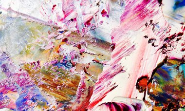 Renkli soyut resim arkaplanı. Modern motif görsel sanat. Yağ renkli yoğun bir karışım. Moda el boyama bezi. Moda poster kağıdı için tuval üzerindeki fırça darbelerini boya