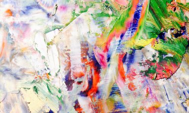Renkli soyut resim arkaplanı. Modern motif görsel sanat. Yağ renkli yoğun bir karışım. Moda el boyama bezi. Moda poster kağıdı için tuval üzerindeki fırça darbelerini boya