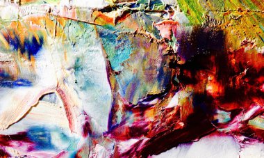 Renkli soyut resim arkaplanı. Modern motif görsel sanat. Yağ renkli yoğun bir karışım. Moda el boyama bezi. Moda poster kağıdı için tuval üzerindeki fırça darbelerini boya