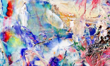 Renkli soyut resim arkaplanı. Modern motif görsel sanat. Yağ renkli yoğun bir karışım. Moda el boyama bezi. Moda poster kağıdı için tuval üzerindeki fırça darbelerini boya