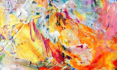 Renkli soyut resim arkaplanı. Modern motif görsel sanat. Yağ renkli yoğun bir karışım. Moda el boyama bezi. Moda poster kağıdı için tuval üzerindeki fırça darbelerini boya