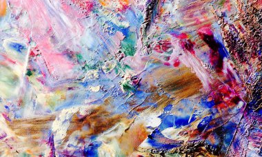 Renkli soyut resim arkaplanı. Modern motif görsel sanat. Yağ renkli yoğun bir karışım. Moda el boyama bezi. Moda poster kağıdı için tuval üzerindeki fırça darbelerini boya