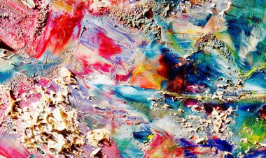Renkli soyut resim arkaplanı. Modern motif görsel sanat. Yağ renkli yoğun bir karışım. Moda el boyama bezi. Moda poster kağıdı için tuval üzerindeki fırça darbelerini boya