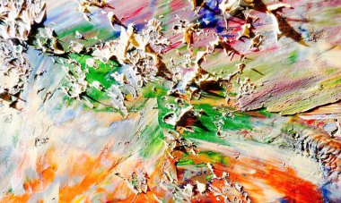 Renkli soyut resim arkaplanı. Modern motif görsel sanat. Yağ renkli yoğun bir karışım. Moda el boyama bezi. Moda poster kağıdı için tuval üzerindeki fırça darbelerini boya