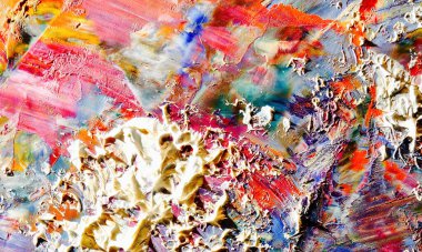 Renkli soyut resim arkaplanı. Modern motif görsel sanat. Yağ renkli yoğun bir karışım. Moda el boyama bezi. Moda poster kağıdı için tuval üzerindeki fırça darbelerini boya