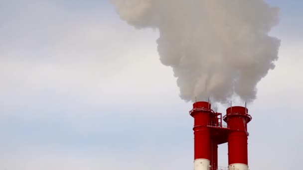 Central Eléctrica Equipo Las Estaciones Energía Eléctrica Humo Blanco Tubo — Vídeo de stock