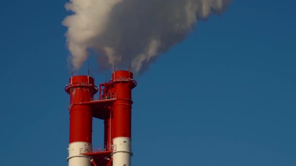 Power Station Equipment Electric Power Stations White Smoke Pipe — Stock Video