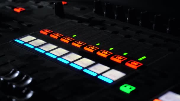 Sound Equipment Sound Engineer Works Sound Mixing Panel Show Professional — Stock Video