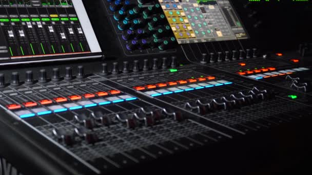 Sound Equipment Sound Engineer Works Sound Mixing Panel Show Professional — Stock Video
