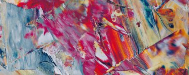 Renkli soyut resim arkaplanı. Modern motif görsel sanat. Yağ renkli yoğun bir karışım. Moda el boyama bezi. Moda poster kağıdı için tuval üzerindeki fırça darbelerini boya