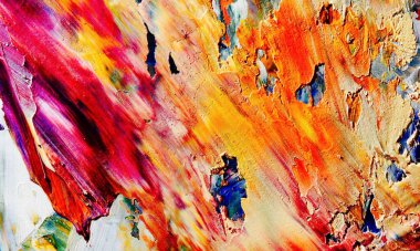 Renkli soyut resim arkaplanı. Modern motif görsel sanat. Yağ renkli yoğun bir karışım. Moda el boyama bezi. Moda poster kağıdı için tuval üzerindeki fırça darbelerini boya