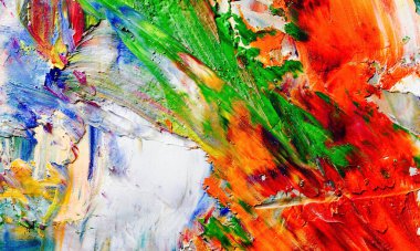 Renkli soyut resim arkaplanı. Modern motif görsel sanat. Yağ renkli yoğun bir karışım. Moda el boyama bezi. Moda poster kağıdı için tuval üzerindeki fırça darbelerini boya
