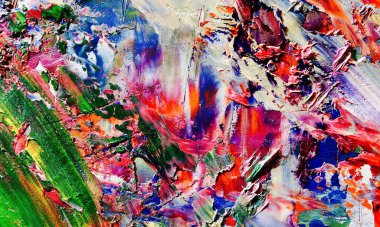 Renkli soyut resim arkaplanı. Modern motif görsel sanat. Yağ renkli yoğun bir karışım. Moda el boyama bezi. Moda poster kağıdı için tuval üzerindeki fırça darbelerini boya