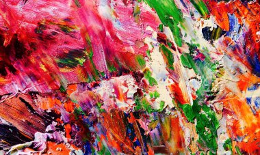 Renkli soyut resim arkaplanı. Modern motif görsel sanat. Yağ renkli yoğun bir karışım. Moda el boyama bezi. Moda poster kağıdı için tuval üzerindeki fırça darbelerini boya