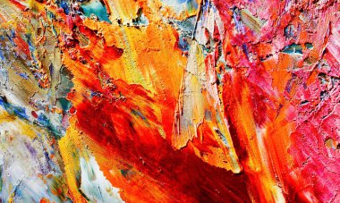 Renkli soyut resim arkaplanı. Modern motif görsel sanat. Yağ renkli yoğun bir karışım. Moda el boyama bezi. Moda poster kağıdı için tuval üzerindeki fırça darbelerini boya