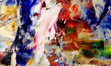 Renkli soyut resim arkaplanı. Modern motif görsel sanat. Yağ renkli yoğun bir karışım. Moda el boyama bezi. Moda poster kağıdı için tuval üzerindeki fırça darbelerini boya