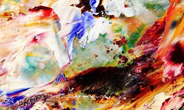 Renkli soyut resim arkaplanı. Modern motif görsel sanat. Yağ renkli yoğun bir karışım. Moda el boyama bezi. Moda poster kağıdı için tuval üzerindeki fırça darbelerini boya