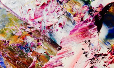 Renkli soyut resim arkaplanı. Modern motif görsel sanat. Yağ renkli yoğun bir karışım. Moda el boyama bezi. Moda poster kağıdı için tuval üzerindeki fırça darbelerini boya
