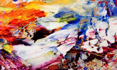 Renkli soyut resim arkaplanı. Modern motif görsel sanat. Yağ renkli yoğun bir karışım. Moda el boyama bezi. Moda poster kağıdı için tuval üzerindeki fırça darbelerini boya