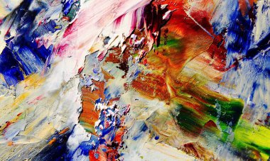 Renkli soyut resim arkaplanı. Modern motif görsel sanat. Yağ renkli yoğun bir karışım. Moda el boyama bezi. Moda poster kağıdı için tuval üzerindeki fırça darbelerini boya