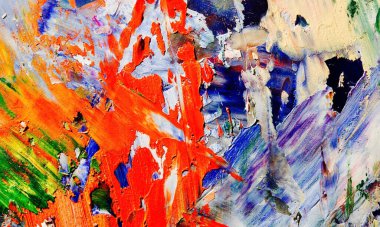 Renkli soyut resim arkaplanı. Modern motif görsel sanat. Yağ renkli yoğun bir karışım. Moda el boyama bezi. Moda poster kağıdı için tuval üzerindeki fırça darbelerini boya