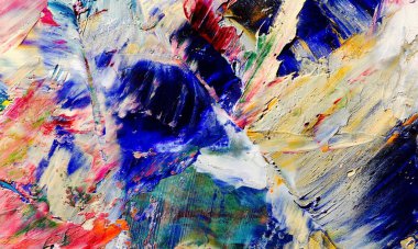 Renkli soyut resim arkaplanı. Modern motif görsel sanat. Yağ renkli yoğun bir karışım. Moda el boyama bezi. Moda poster kağıdı için tuval üzerindeki fırça darbelerini boya