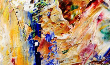 Renkli soyut resim arkaplanı. Modern motif görsel sanat. Yağ renkli yoğun bir karışım. Moda el boyama bezi. Moda poster kağıdı için tuval üzerindeki fırça darbelerini boya