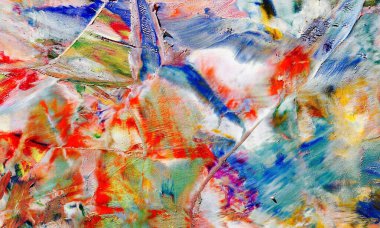 Renkli soyut resim arkaplanı. Modern motif görsel sanat. Yağ renkli yoğun bir karışım. Moda el boyama bezi. Moda poster kağıdı için tuval üzerindeki fırça darbelerini boya