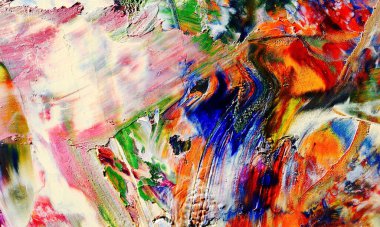 Renkli soyut resim arkaplanı. Modern motif görsel sanat. Yağ renkli yoğun bir karışım. Moda el boyama bezi. Moda poster kağıdı için tuval üzerindeki fırça darbelerini boya