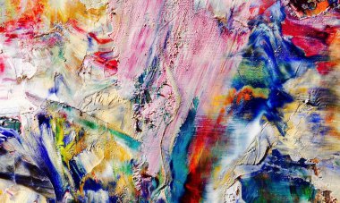Renkli soyut resim arkaplanı. Modern motif görsel sanat. Yağ renkli yoğun bir karışım. Moda el boyama bezi. Moda poster kağıdı için tuval üzerindeki fırça darbelerini boya