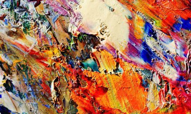 Renkli soyut resim arkaplanı. Modern motif görsel sanat. Yağ renkli yoğun bir karışım. Moda el boyama bezi. Moda poster kağıdı için tuval üzerindeki fırça darbelerini boya