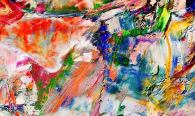 Renkli soyut resim arkaplanı. Modern motif görsel sanat. Yağ renkli yoğun bir karışım. Moda el boyama bezi. Moda poster kağıdı için tuval üzerindeki fırça darbelerini boya