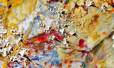 Renkli soyut resim arkaplanı. Modern motif görsel sanat. Yağ renkli yoğun bir karışım. Moda el boyama bezi. Moda poster kağıdı için tuval üzerindeki fırça darbelerini boya