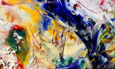 Renkli soyut resim arkaplanı. Modern motif görsel sanat. Yağ renkli yoğun bir karışım. Moda el boyama bezi. Moda poster kağıdı için tuval üzerindeki fırça darbelerini boya