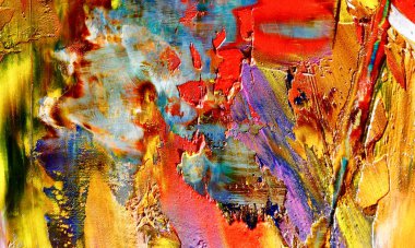 Renkli soyut resim arkaplanı. Modern motif görsel sanat. Yağ renkli yoğun bir karışım. Moda el boyama bezi. Moda poster kağıdı için tuval üzerindeki fırça darbelerini boya