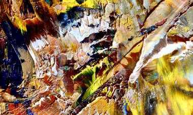 Renkli soyut resim arkaplanı. Modern motif görsel sanat. Yağ renkli yoğun bir karışım. Moda el boyama bezi. Moda poster kağıdı için tuval üzerindeki fırça darbelerini boya