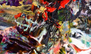 Renkli soyut resim arkaplanı. Modern motif görsel sanat. Yağ renkli yoğun bir karışım. Moda el boyama bezi. Moda poster kağıdı için tuval üzerindeki fırça darbelerini boya