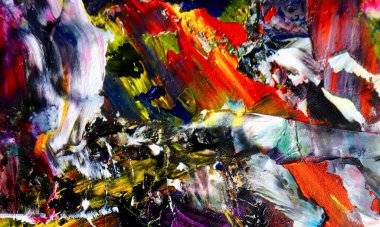 Renkli soyut resim arkaplanı. Modern motif görsel sanat. Yağ renkli yoğun bir karışım. Moda el boyama bezi. Moda poster kağıdı için tuval üzerindeki fırça darbelerini boya