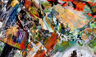 Renkli soyut resim arkaplanı. Modern motif görsel sanat. Yağ renkli yoğun bir karışım. Moda el boyama bezi. Moda poster kağıdı için tuval üzerindeki fırça darbelerini boya