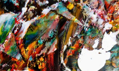 Renkli soyut resim arkaplanı. Modern motif görsel sanat. Yağ renkli yoğun bir karışım. Moda el boyama bezi. Moda poster kağıdı için tuval üzerindeki fırça darbelerini boya