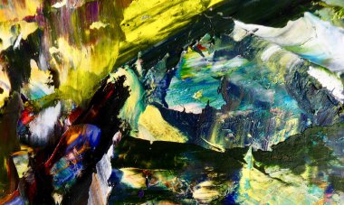 Renkli soyut resim arkaplanı. Modern motif görsel sanat. Yağ renkli yoğun bir karışım. Moda el boyama bezi. Moda poster kağıdı için tuval üzerindeki fırça darbelerini boya