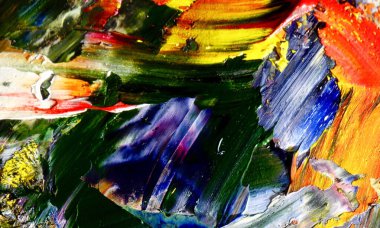Renkli soyut resim arkaplanı. Modern motif görsel sanat. Yağ renkli yoğun bir karışım. Moda el boyama bezi. Moda poster kağıdı için tuval üzerindeki fırça darbelerini boya