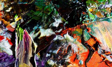 Renkli soyut resim arkaplanı. Modern motif görsel sanat. Yağ renkli yoğun bir karışım. Moda el boyama bezi. Moda poster kağıdı için tuval üzerindeki fırça darbelerini boya