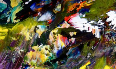Renkli soyut resim arkaplanı. Modern motif görsel sanat. Yağ renkli yoğun bir karışım. Moda el boyama bezi. Moda poster kağıdı için tuval üzerindeki fırça darbelerini boya