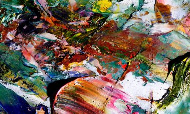 Renkli soyut resim arkaplanı. Modern motif görsel sanat. Yağ renkli yoğun bir karışım. Moda el boyama bezi. Moda poster kağıdı için tuval üzerindeki fırça darbelerini boya