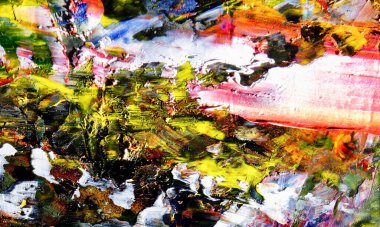 Renkli soyut resim arkaplanı. Modern motif görsel sanat. Yağ renkli yoğun bir karışım. Moda el boyama bezi. Moda poster kağıdı için tuval üzerindeki fırça darbelerini boya