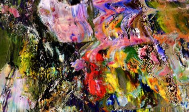 Renkli soyut resim arkaplanı. Modern motif görsel sanat. Yağ renkli yoğun bir karışım. Moda el boyama bezi. Moda poster kağıdı için tuval üzerindeki fırça darbelerini boya