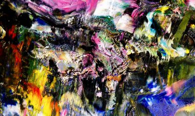Renkli soyut resim arkaplanı. Modern motif görsel sanat. Yağ renkli yoğun bir karışım. Moda el boyama bezi. Moda poster kağıdı için tuval üzerindeki fırça darbelerini boya